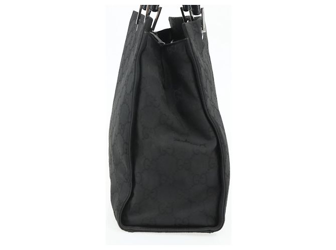 GUCCI GG Canvas Bamboo Hand Bag Nylon Black Silver 002 1010 - vista 4