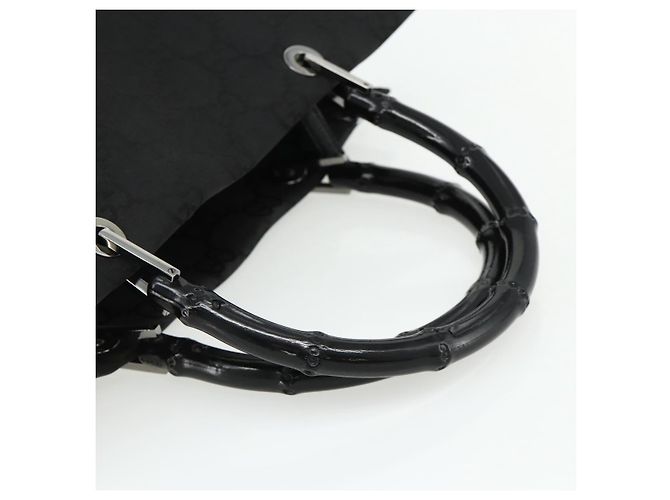 GUCCI GG Canvas Bamboo Hand Bag Nylon Black Silver 002 1010 - vista 7