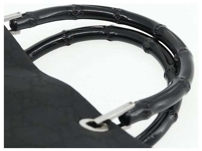 GUCCI GG Canvas Bamboo Hand Bag Nylon Black Silver 002 1010 - vista 8