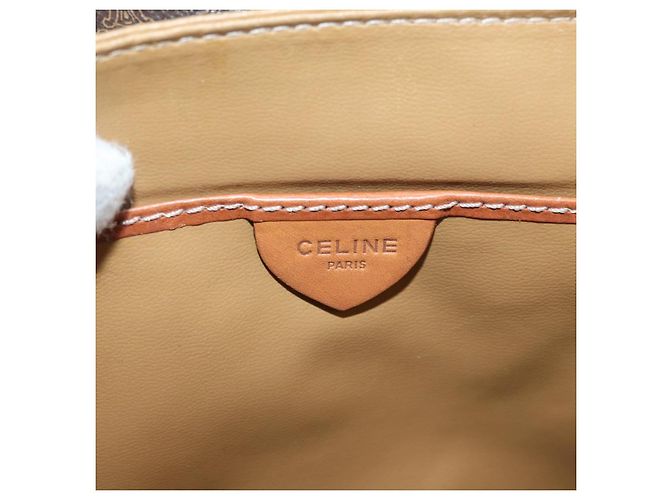 Céline CELINE Sac à épaule en toile Macadam PVC Cuir Marron Or - vue 19