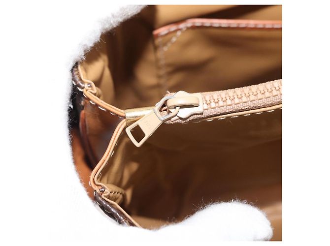 Céline CELINE Sac à épaule en toile Macadam PVC Cuir Marron Or - vue 25