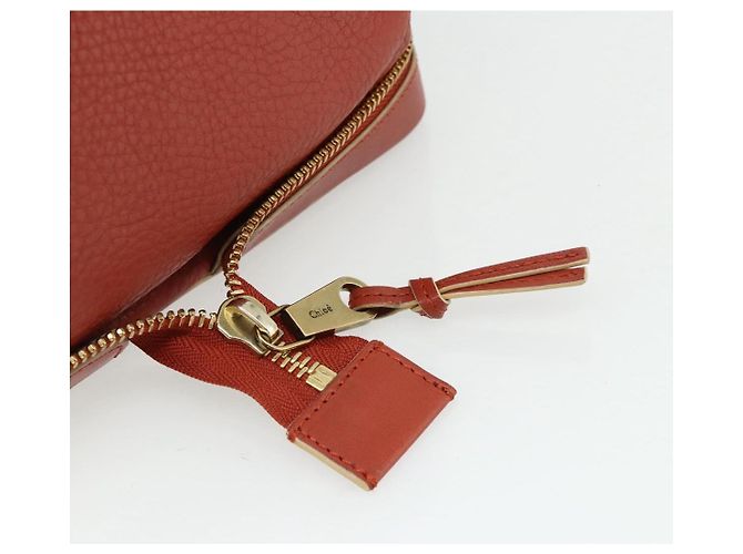 Chloé Chloe Ellen Hand Bag Leather Red Gold - vista 10