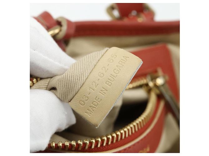 Chloé Chloe Ellen Hand Bag Leather Red Gold - vista 12