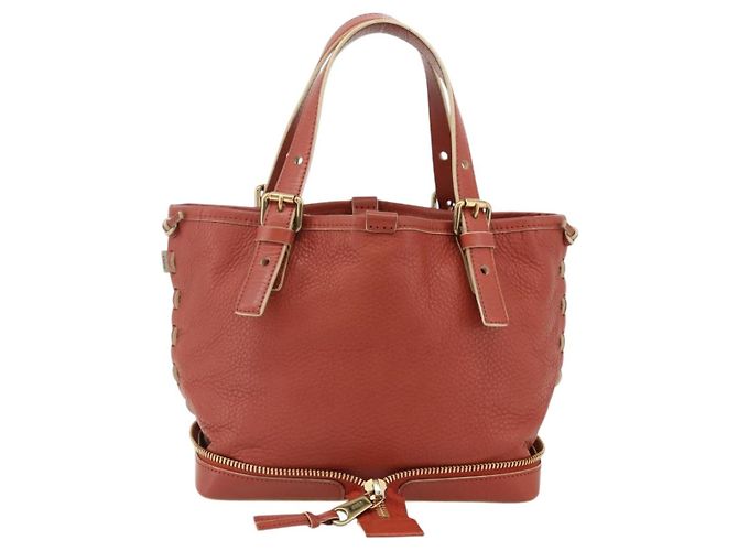 Chloé Chloe Ellen Hand Bag Leather Red Gold - vista 13
