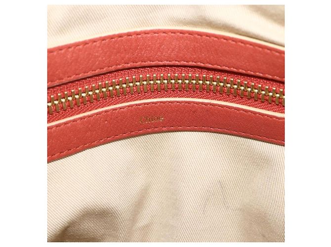Chloé Chloe Ellen Hand Bag Leather Red Gold - vista 17
