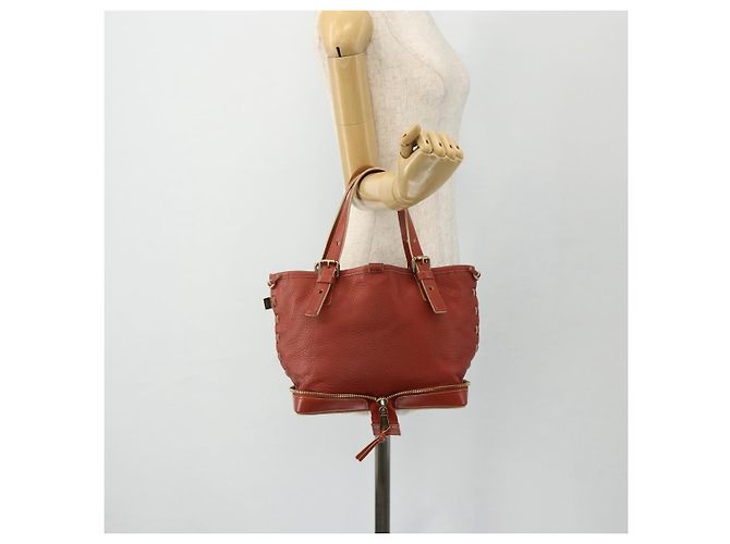 Chloé Chloe Ellen Hand Bag Leather Red Gold - vista 23