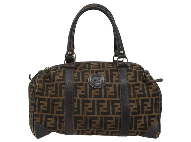FENDI Zucca Canvas Hand Bag Black Brown - vista 13
