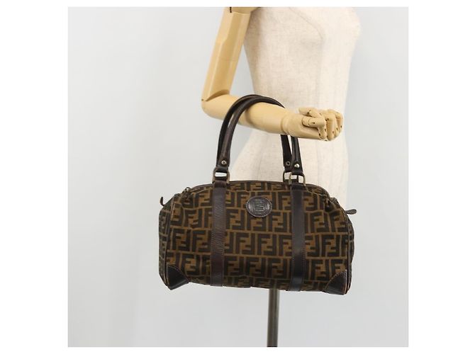 FENDI Zucca Canvas Hand Bag Black Brown - vista 22