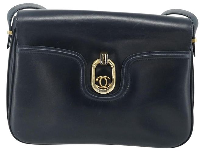 GUCCI Shoulder Bag Leather Navy Gold - vista 2