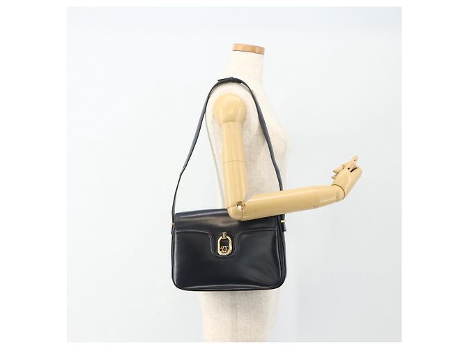 GUCCI Shoulder Bag Leather Navy Gold - vista 24