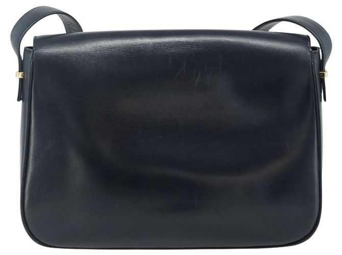 GUCCI Shoulder Bag Leather Navy Gold - vista 3