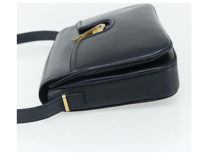 GUCCI Shoulder Bag Leather Navy Gold - vista 4