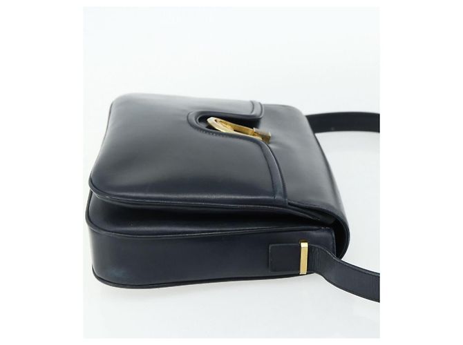 GUCCI Shoulder Bag Leather Navy Gold - vista 5