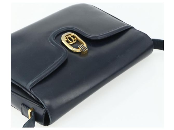 GUCCI Shoulder Bag Leather Navy Gold - vista 6