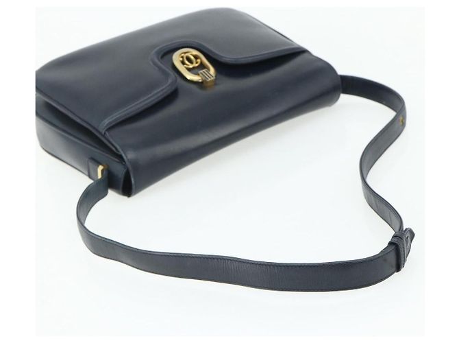 GUCCI Shoulder Bag Leather Navy Gold - vista 7