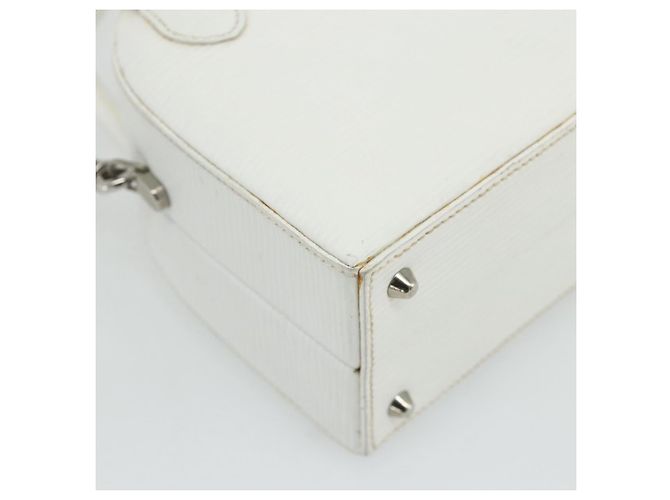 FENDI Top Handle Hand Bag Leather 2way White Silver - vista 13