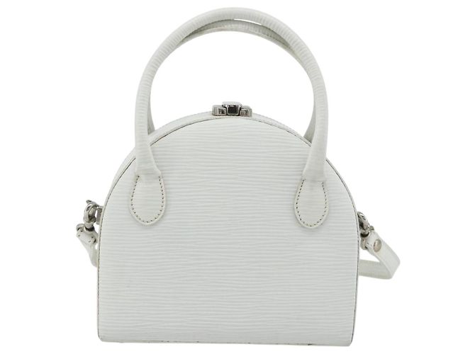 FENDI Top Handle Hand Bag Leather 2way White Silver - vista 3