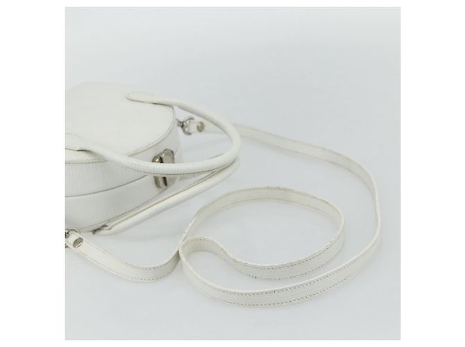 FENDI Top Handle Hand Bag Leather 2way White Silver - vista 9