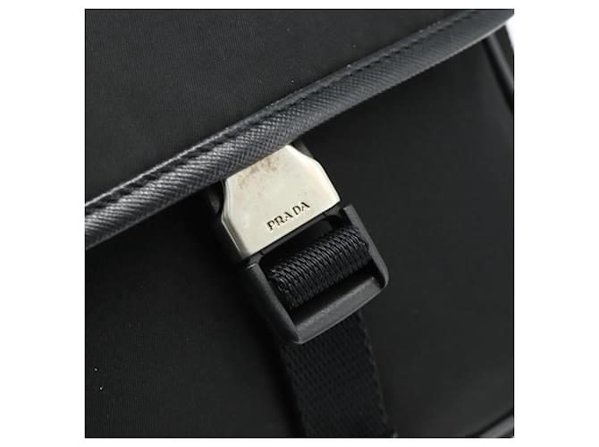 PRADA Shoulder Bag Nylon Leather Black Silver - vista 14