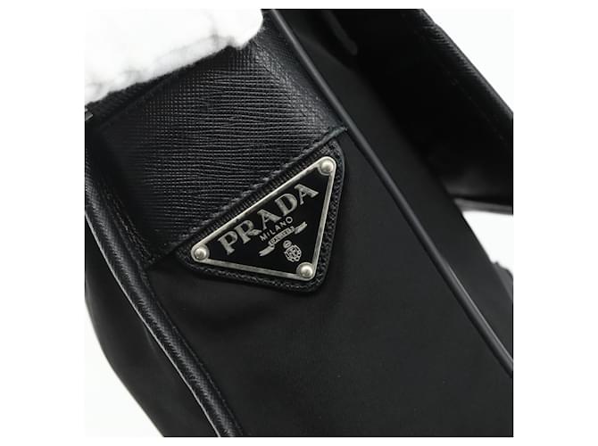 PRADA Shoulder Bag Nylon Leather Black Silver - vista 15