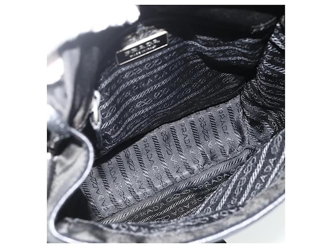 PRADA Shoulder Bag Nylon Leather Black Silver - vista 18