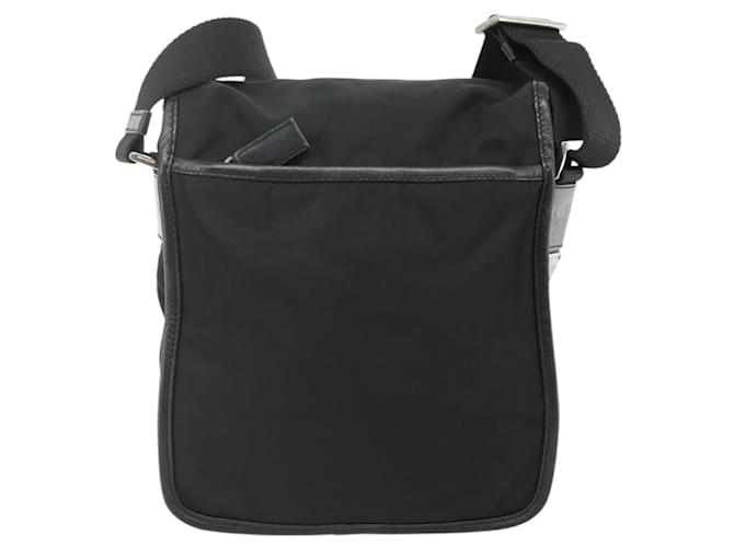 PRADA Shoulder Bag Nylon Leather Black Silver - vista 3