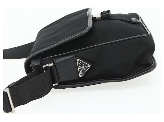 PRADA Shoulder Bag Nylon Leather Black Silver - vista 4