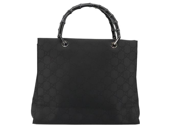 GUCCI GG Canvas Bamboo Hand Bag Nylon Black Silver 002 1010 - vista 2