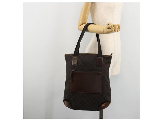 GUCCI GG Canvas Tote Bag Brown Silver 28892 - vista 26