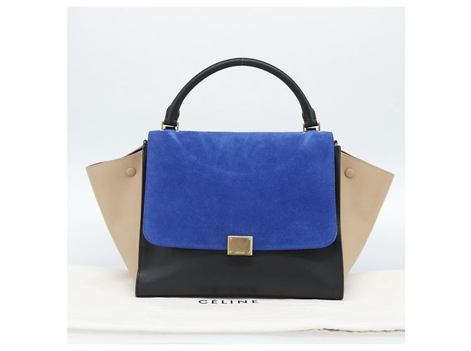 Céline CELINE Trapeze Hand Bag Leather 2way Blue Gold - vista 12