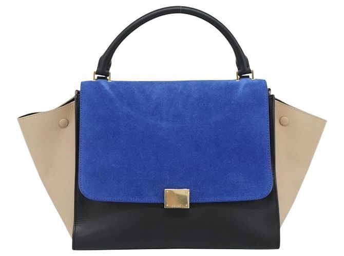 Céline CELINE Trapeze Hand Bag Leather 2way Blue Gold - vista 13