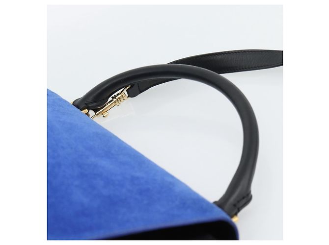 Céline CELINE Trapeze Hand Bag Leather 2way Blue Gold - vista 14