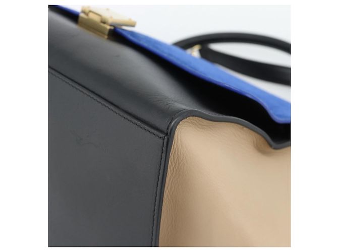 Céline CELINE Trapeze Hand Bag Leather 2way Blue Gold - vista 16