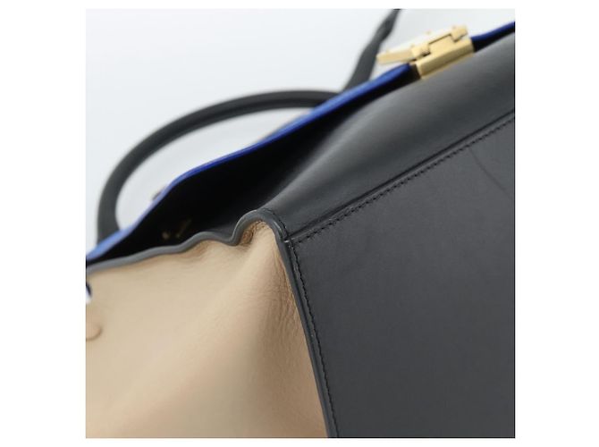 Céline CELINE Trapeze Hand Bag Leather 2way Blue Gold - vista 17