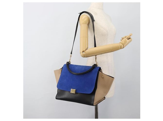 Céline CELINE Trapeze Hand Bag Leather 2way Blue Gold - vista 27