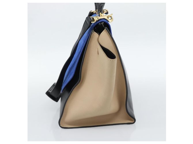 Céline CELINE Trapeze Hand Bag Leather 2way Blue Gold - vista 4