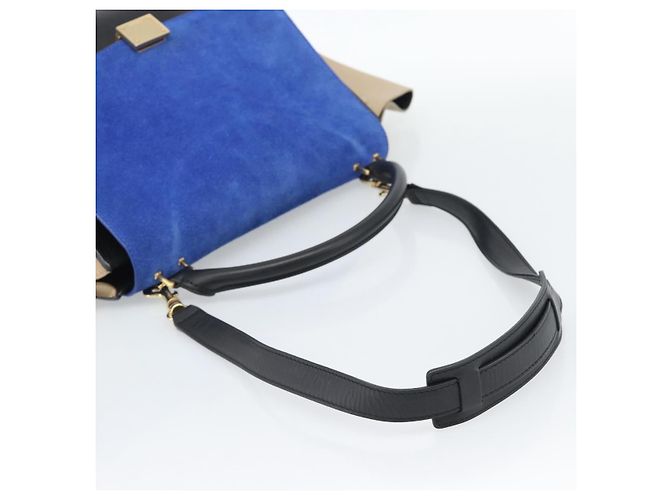 Céline CELINE Trapeze Hand Bag Leather 2way Blue Gold - vista 8