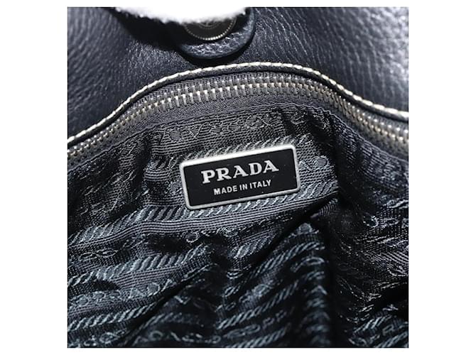 PRADA Shoulder Bag Leather Black Silver - vista 10