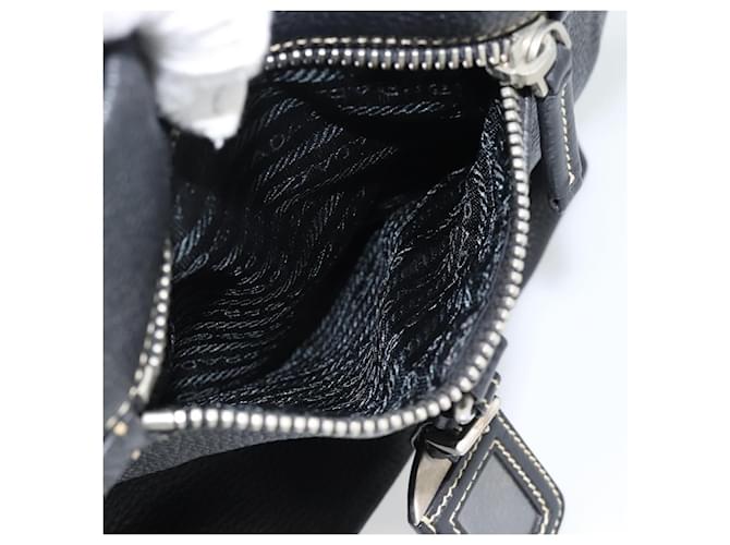 PRADA Shoulder Bag Leather Black Silver - vista 23