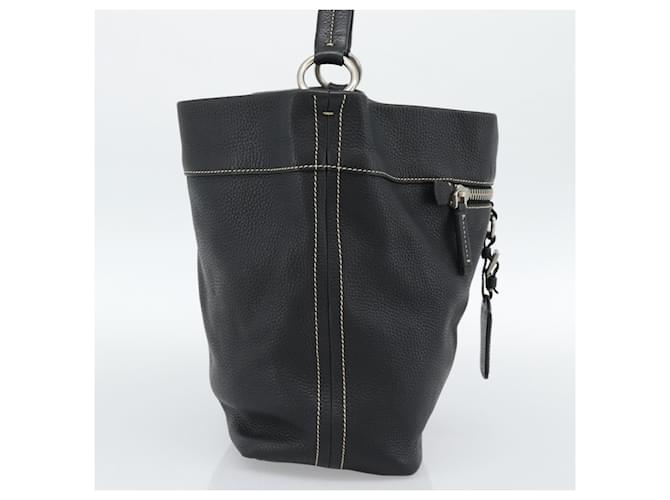 PRADA Shoulder Bag Leather Black Silver - vista 3