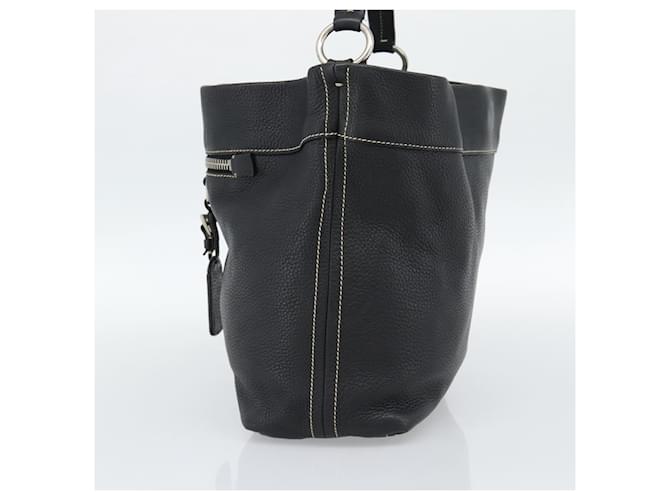 PRADA Shoulder Bag Leather Black Silver - vista 4