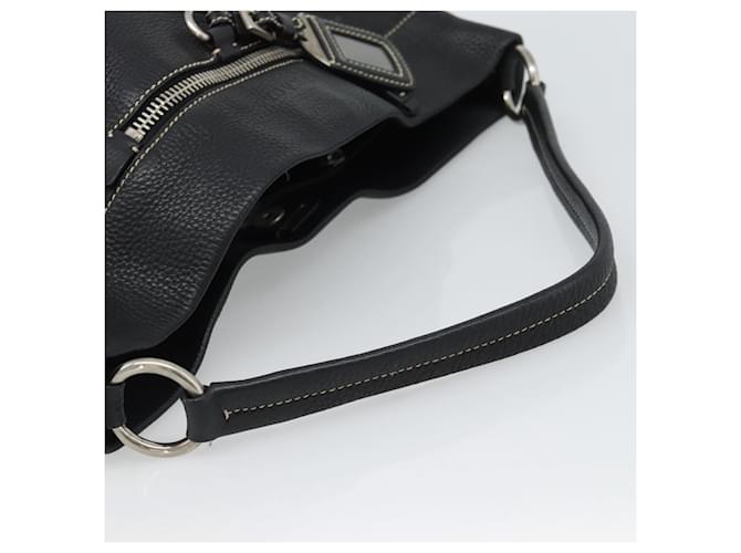 PRADA Shoulder Bag Leather Black Silver - vista 7