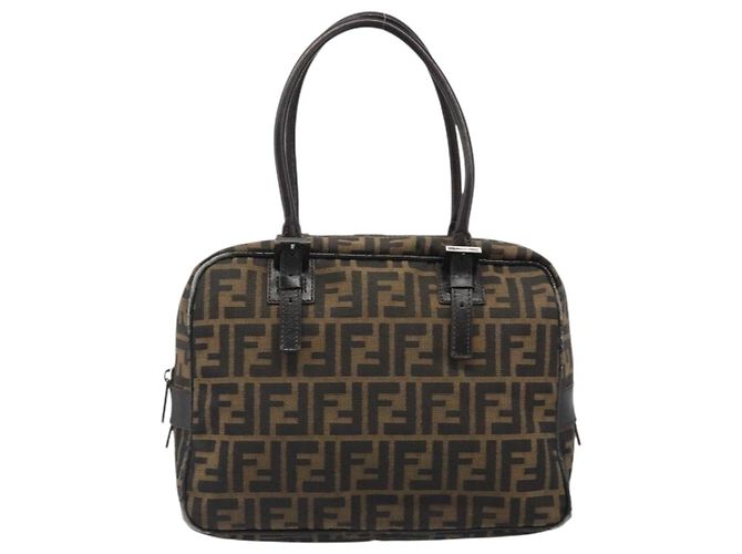FENDI Zucca Canvas Hand Bag Black Brown - vista 13