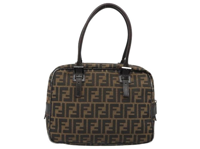 FENDI Zucca Canvas Hand Bag Black Brown - vista 2