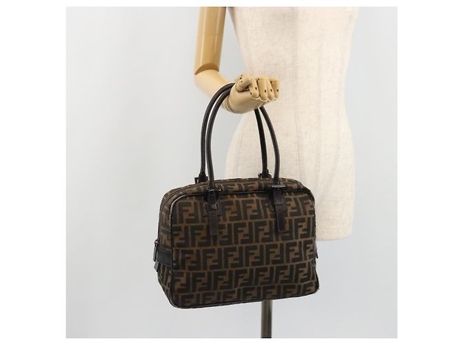 FENDI Zucca Canvas Hand Bag Black Brown - vista 23