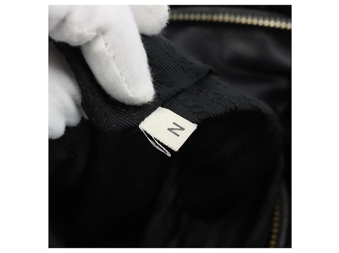 PRADA Gathered Hand Bag Leather 2way Black Gold - vista 11