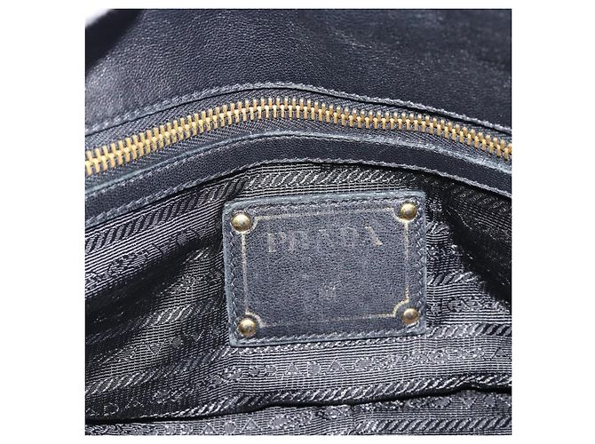 PRADA Gathered Hand Bag Leather 2way Black Gold - Ansicht 22