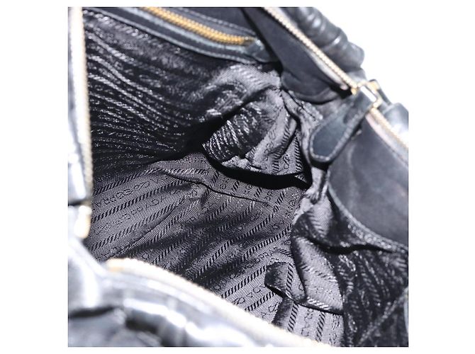 PRADA Gathered Hand Bag Leather 2way Black Gold - Ansicht 23