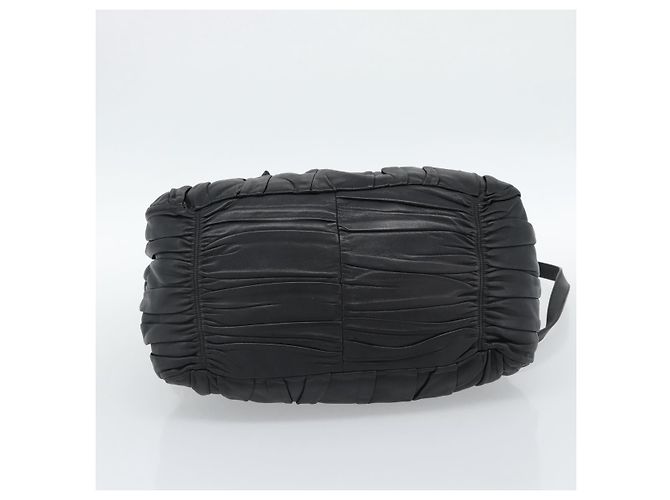 PRADA Gathered Hand Bag Leather 2way Black Gold - vista 5