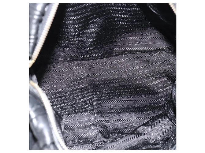 PRADA Gathered Hand Bag Leather 2way Black Gold - vista 9